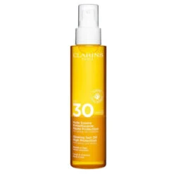 Clarins - Huile Solaire Embellissante Haute Protetcion SPF 30 Corps Et Cheveux - Non Grasse, Non Collante