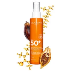 Clarins - Spray Solaire Lacté Très Haute Protection SPF 50+ Corps - Non Grasse, Non Collante 6 Clarins - Spray Solaire Lacté Très Haute Protection SPF 50+ Corps - Non Grasse, Non Collante -Parfumerie Burdin Boutique clarins lait en spray solaire corps spf 50 2