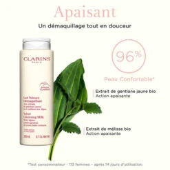 Clarins - Lait Velours Démaquillant Aux Extraits De Gentiane Jaune & Mélisse Des Alpes -Parfumerie Burdin Boutique clarins lait velours demaquillant aux extraits de gentiane jaune melisse des alpes 3